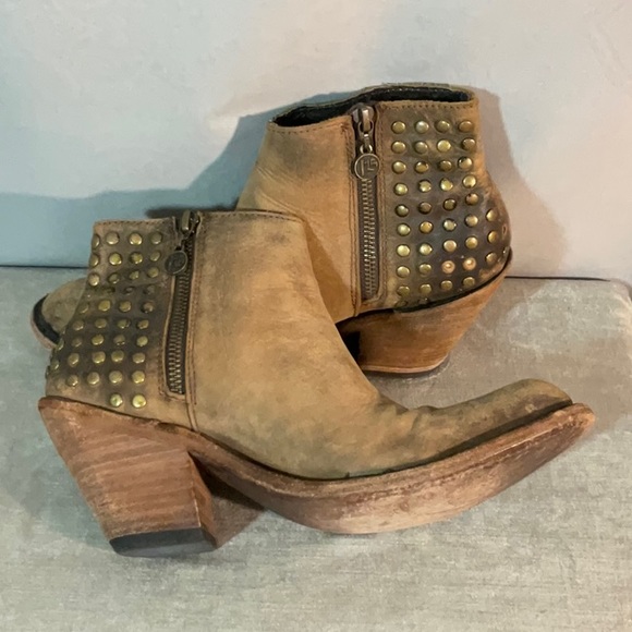 Liberty Black Leather Studded Biker Ankle Boots - Picture 9 of 13